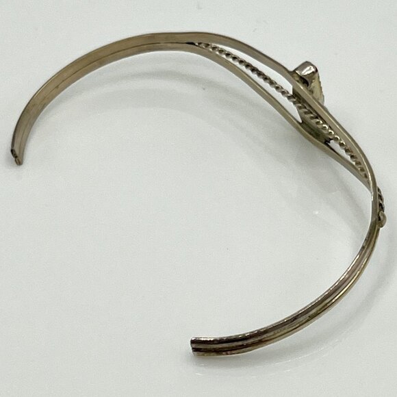 Navajo ESTHER WHITE Signed Sterling Silver Turquoise Coral Open Bangle Bracelet - Picture 3 of 6